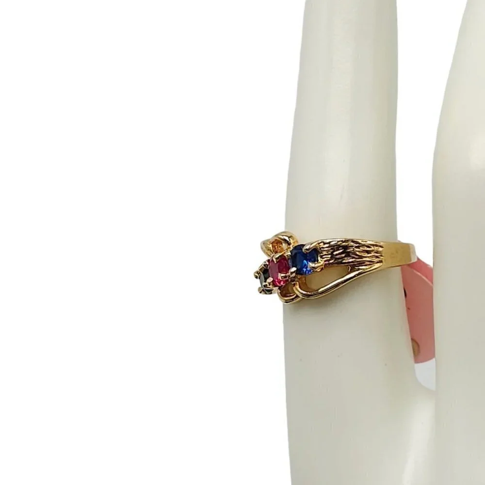 EMI Multicolor Gemstone Mother's Ring Size 6.75 14kt Gold Electroplate Vintage